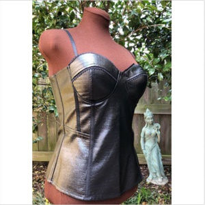 CHARLOTTE RUSSE FAUX LEATHER CORSET BUSTIER TOP